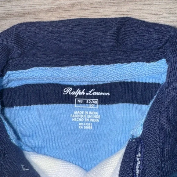 RALPH LAUREN | baby boy rugby stripe coverall - Picture 4 of 7